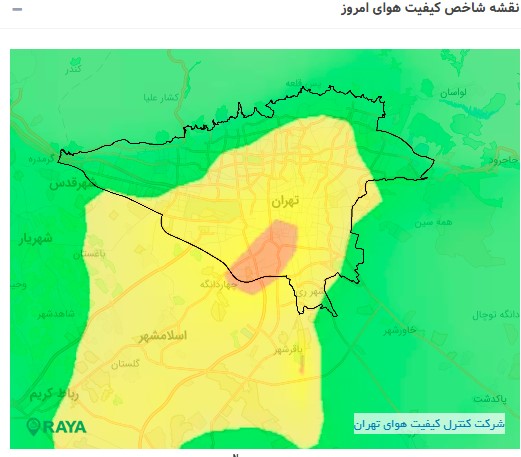 نقشه آلودگی هوا