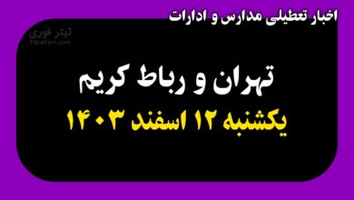 آیا فردا مدارس تهران و رباط کریم تعطیل است ؟ یکشنبه 12 اسفند 1403