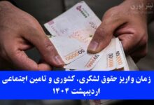 تاریخ واریز حقوق بازنشستگان تأمین اجتماعی، کشوری و نیروهای مسلح در اردیبهشت ۱۴۰۴ + جدول